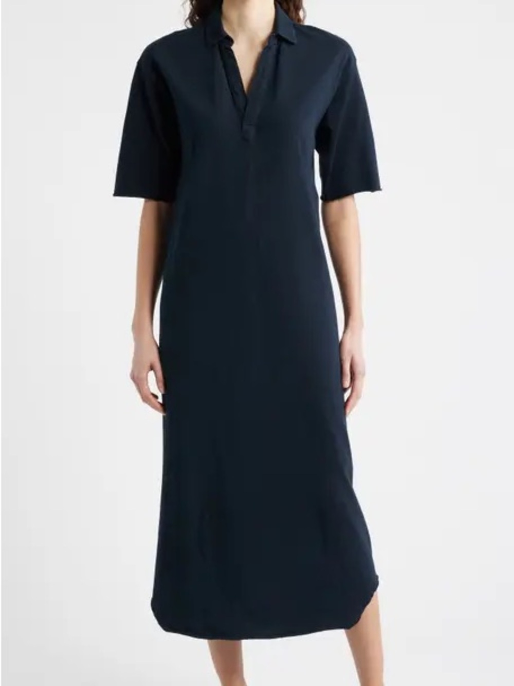 Sz M Frank & Eileen Emma Henley Short Sleeve Maxi Dress black cotton - Picture 2 of 9